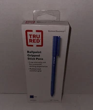 TRU RED Ballpoint Gripped Blue Pens Medium Point 1.0mm - 12 Pack TR52865
