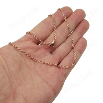 Real 18K Rose Gold Filled Hypo-Allergenic 16''/18''-24'' Cable Chain Necklace B146R