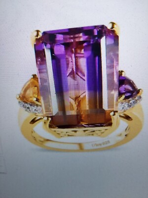 AAA Anahi Ametrine with Amethyst and Citrine and White Zircon Accents Size 8