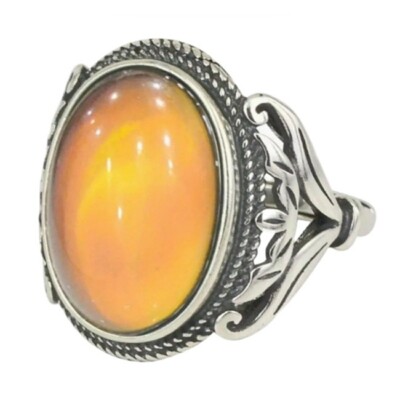 Victorian Design Band - Boho Style Mood Stone - Color Changing Ring Stainless