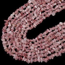4-7MM Natural Strawberry Quartz Gemstone Pebble Nugget Chip Loose Beads D414 
