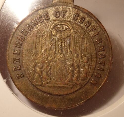 Remembrance of confirmation medallion religious - Zdjęcie 1 z 2