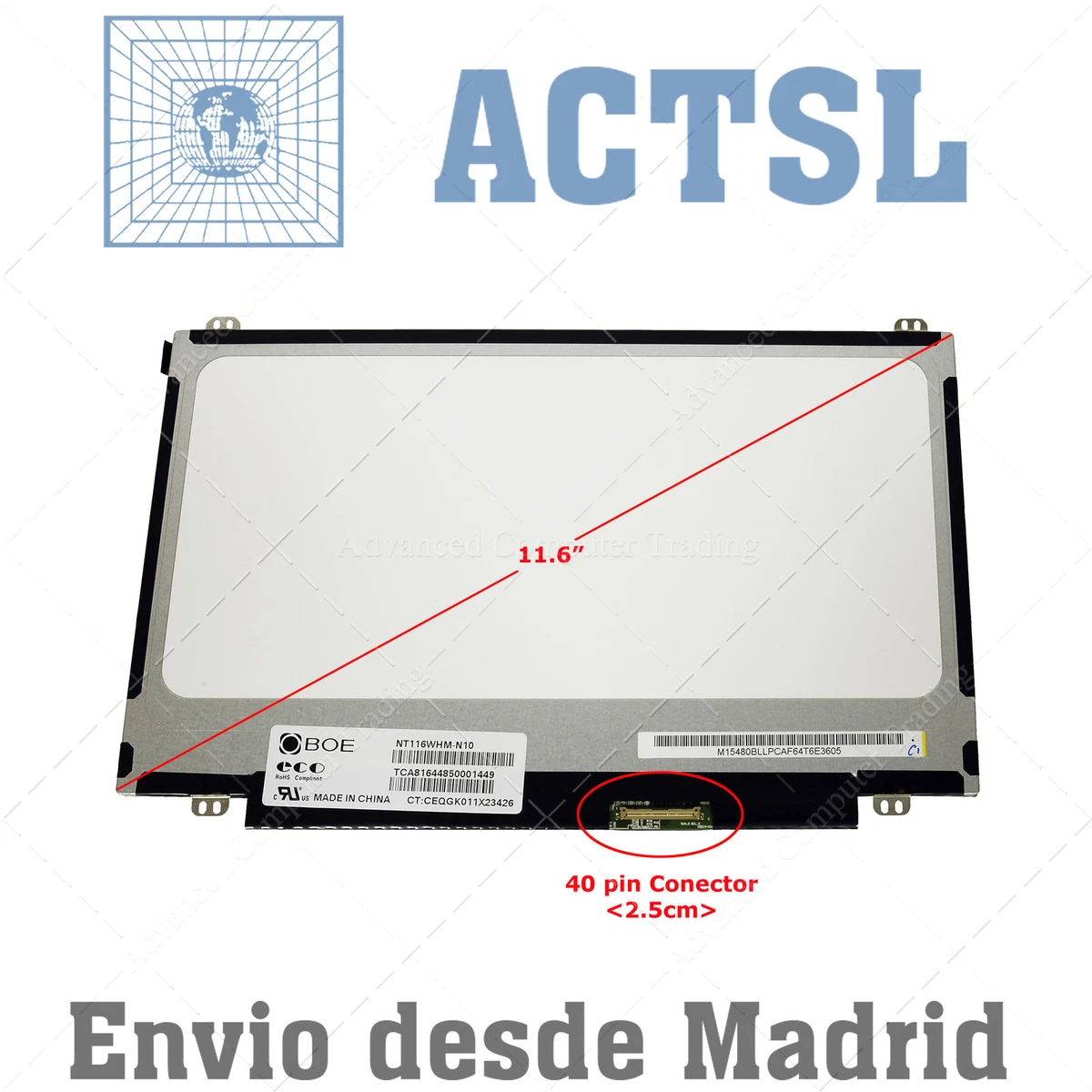 Dalle Écran De Remplacement HP 11.6" - Référence K4J86UA, Résolution HD 1366x768, Connecteur 30 Pins, Neuf