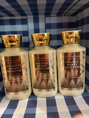 3 X Bath & Body Works Golden Berry Mistletoe Body Lotion Cream  New