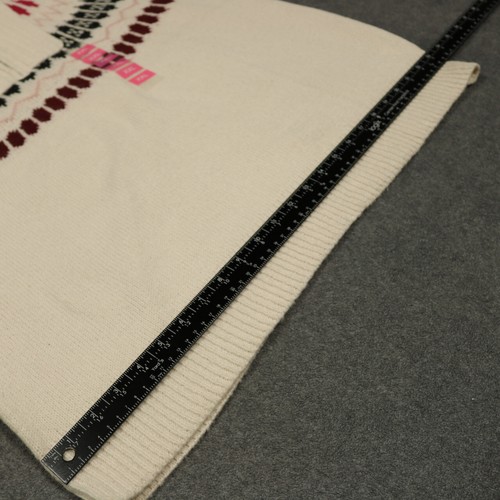 Adrienne Vittadini Half Zip Fair Isle Pullover Sherpa Trim Logo Oatmeal XXL - Picture 19 of 24