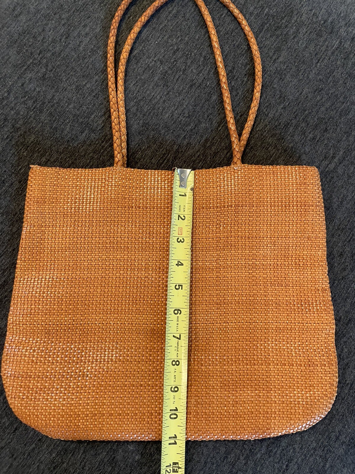 Falor Le Borse Woven Leather Weave Brown Tote Shoulder Bag Handbag Purse - Picture 7 of 11