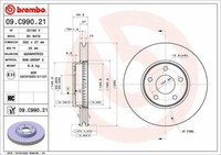 2X Bremsscheibe Vorne Brembo 09.C990.21 FüR Ford