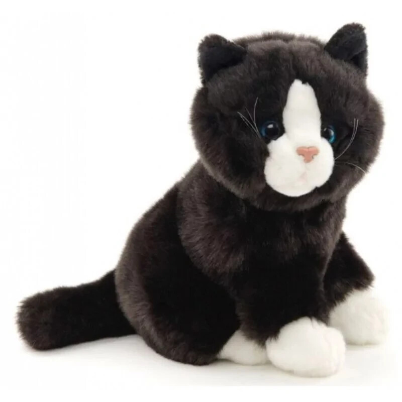 Peluche Chat noir et blanc Unitoys 21 cm le compagnon câlin idéal