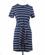 Women’s Striped Short Sleeve Dress Ties at Waist Size XS