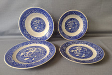 Mixed Lot of 4 BLUE WILLOW - Various Size Side Plates  Small Bowls Vintage