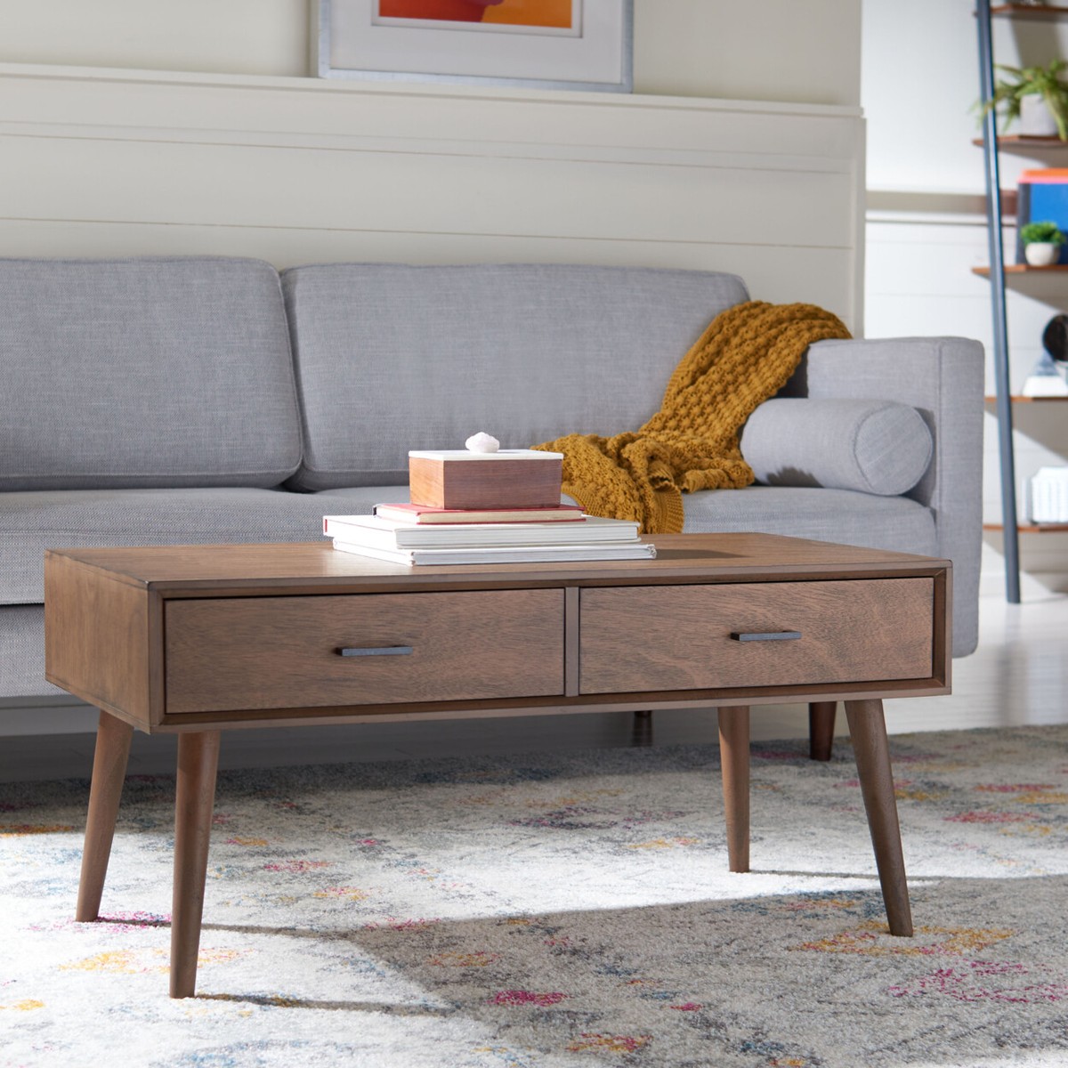 SAFAVIEH Mozart Mid-Century 2-Drawer Coffee Table | Brown | | eBay