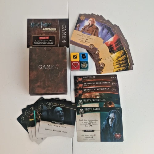 Harry Potter Hogwarts Battle All 4 Hogwarts House Dice with Game 4 Box Complete 