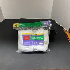 Hanes Women  s Shoe Size 5-9 10 pair Value Pack Ankle Socks White