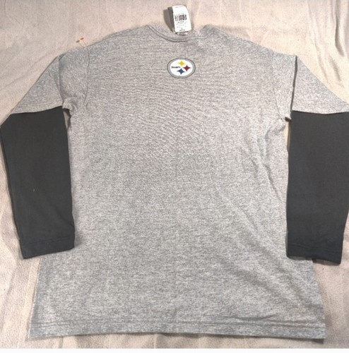 Vintage Pittsburgh Steelers Shirt Medium Gray Black Long Sleeve CSA Mens Y2K - Picture 5 of 10