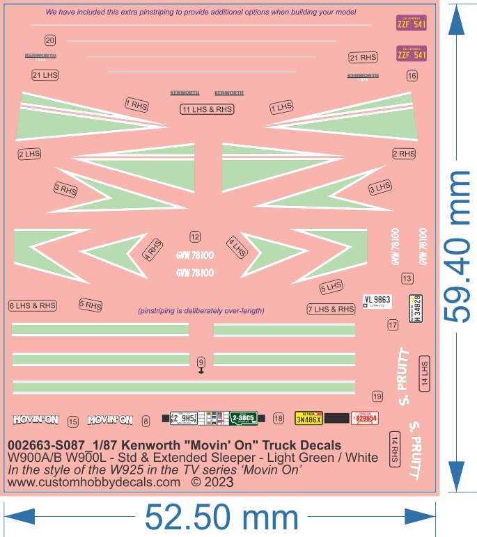 Kenworth W900/T800 62 Sleeper Panels 2007+ | 14 Holes