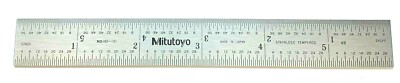 MITUTOYO 182-101 6'' STEEL SCALE RULER x 3/4'' WIDE RIGID - W/ 8, 16, 32, & 64TH