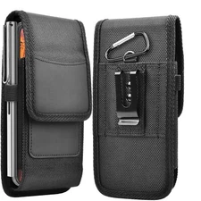 Black Vertical Cell Phone Holster Pouch Case with Belt Clip for Galaxy S25 S24