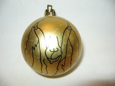 NUEVO ADORNO NAVIDAD DORADO IRROMPIBLE CARA DE CABRA PINTADO A MANO SIN CUERNOS 2 1/2"