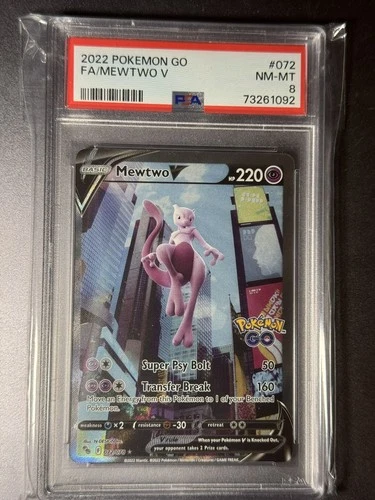 Mewtwo V PSA 8 English Pokemon Go Card Alternate Art 072/078 2022 Full Art