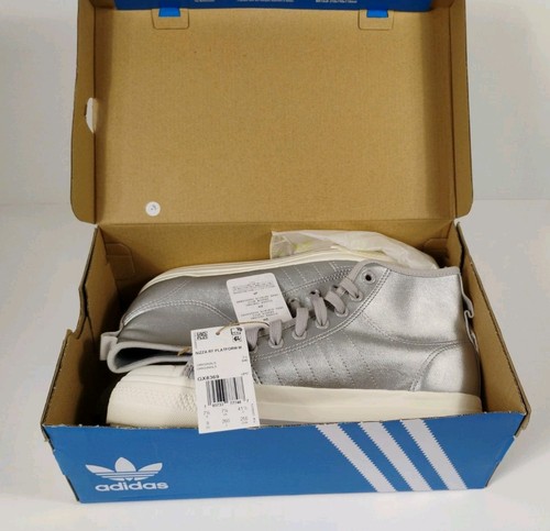 ADIDAS Originals-Nuove-Donna Argento/Bianco Nizza RF Platform Mid GX8369-Taglia 9 - Foto 12 di 12