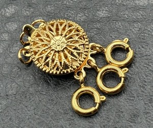 14K Yellow Gold Filled Filigree Floral Box Clasp 3 Spring Ring Necklace Bracelet