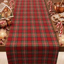 Christmas Decorations - Red Plaid Christmas Table Runner