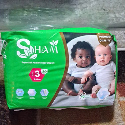 SOHAM Super Soft & Dry Baby Diapers Size 3 (5-10kgs) Pack of 36 Basic