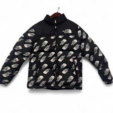 The North Face 700 Boys Puffer Jacket Black Logo Print Down Size L 14/16 