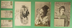 DR WHO 1905 JAPAN 3 POSTCARDS TO USA R86002
