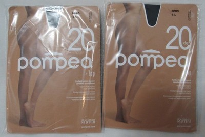 Pompea Black Sheer 20 Denier 2 Pair Matt Tights Panty Hose Size Nero 4-Large NWT