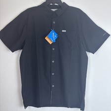 Columbia PDF Omni Shade Mens Black Solid Performance Short-Sleeve Sz S/P