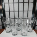 Vintage Coca Cola Enjoy Coke Glasses Clear W/White Graphics 6.5" Tall Set Of 5