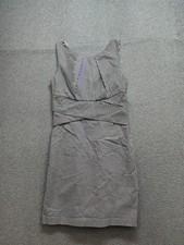 Teeze Me Women Sheath Dress 1 Blue Stripe Sleeveless Faux Wrap Waist Career Work