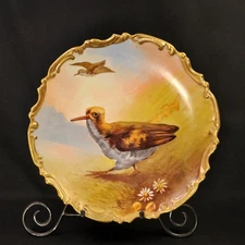 Limoges LDB&Co Flambeau Charger Plate 11.5" Bird Hand Painted Leonce 1890s-1900s