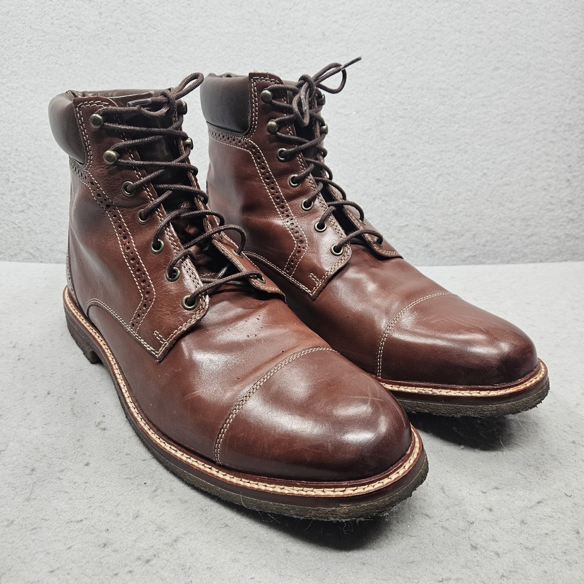 Johnston & Murphy Mens Brown Leather  Lace-Up Square Toe  Shoes  Rubber Soles 10 Men main image 2