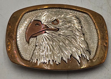 Vintage Western Eagle Head Belt Buckle USA