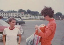 1970s Women Parking Lot Car Smiling Portrait Friends Casual Mother Daughter