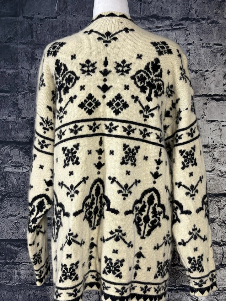 Cárdigan suéter vintage Express tricot para mujer mediano marfil negro angora años 90 Foto 4 de 4