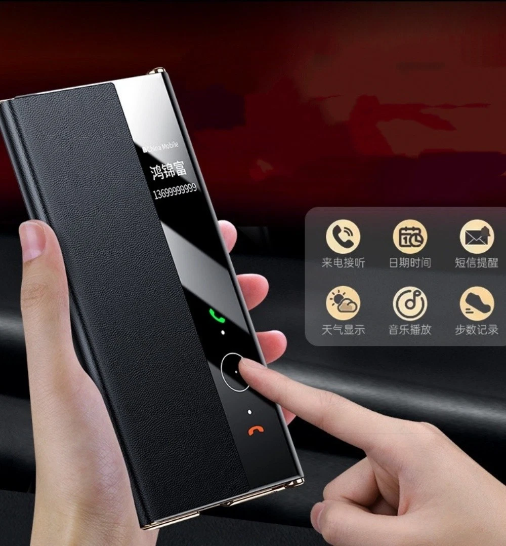 Genuine Nappa Leather Bracket Flip Case For Huawei Mate XT XTS Window View Cover - Picture 14 of 16
