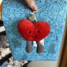 Jellycat Amuseables Heart Plush Bag Charm Keyring Red Heart Theme Tags&Dust Bag