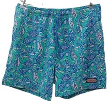 Vineyard Vines Board Shorts Mens Medium Green Tropical Seahorses Swim Trunks