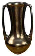 Vtg Haeger Pottery Vase With Handles Bronze 12” High Mid Century Modern