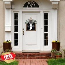Large Eucalyptus Wreath 14" Initial J Welcome Sign All Seasons Farmhouse Door