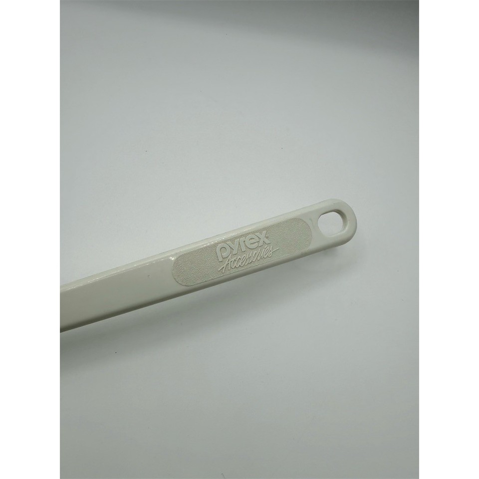 Pyrex Slotted Serving Spoon White Textured Grip Hanging Hole Logo ...