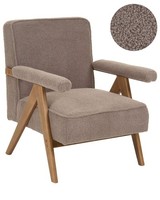 Sessel Bouclé Stoffbezug Taupe Mit Armlehnen Tiefe SitzfläChe Retro Evje