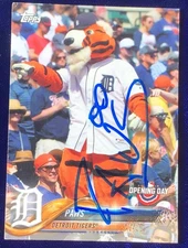 PAWS Autographed Detroit Tigers Mascot Signed Topps Card Auto