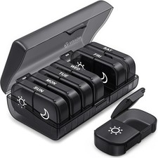 AUVON XL Weekly Pill Organizer 2 Times a Day, Pill Box 7 Day with One-Side La...