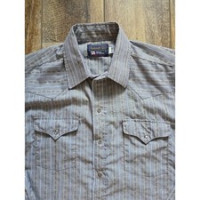 Panhandle Slim - Vintage Dobby Stripe Pearl Snap Western Shirt - 17x34 - Grey