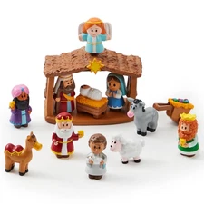 14 Pcs Little Nativity Playset Mini Manger Scene Christmas Holiday Toys Decor