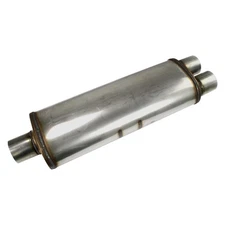Exhaust Muffler 304 SS Oval Chambered Style Gray Exhaust Muffler 3" Center ID,